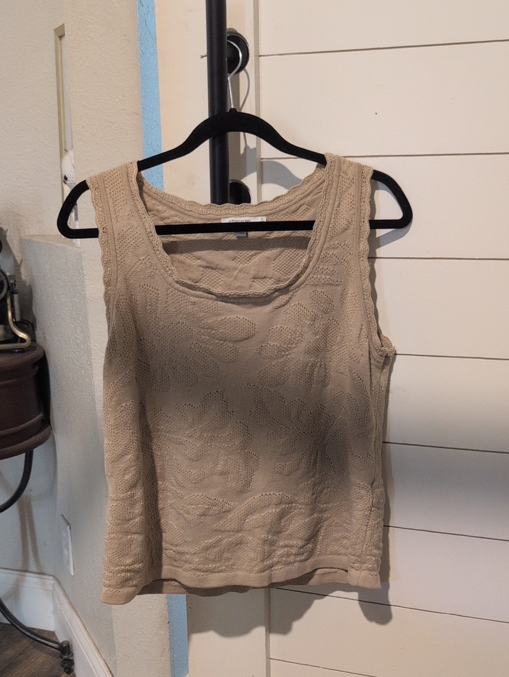 Chico's Neutral Beige Textured Knit Tank